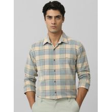 Mufti Men Cream Checks Slim Fit Shirt