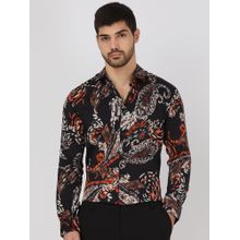 Mufti Men Black Paisley Slim Fit Shirt