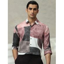Mufti Men Mauve Abstract Slim Fit Shirt