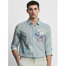 Mufti Men Green Floral Slim Fit Shirt