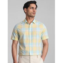 Mufti Men Yellow Checks Slim Fit Shirt
