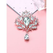 Yellow Chimes Rose Gold Coloured & White Crystal Studded Floral Designed Brooch