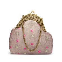 Praccessorii Silk Bhandej Grey Clutch