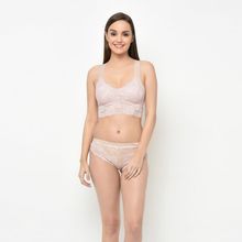 Da Intimo Smooth Lace Cage Bralette Set - Coral