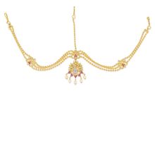 Accessher Gold-Plated Handcrafted American Diamond With Ruby Green Gold Plated Mathapatt