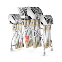 FNS Celebration 24 Karat Gold Plated 24 Pc Cutlery set with Cutlery Stand
