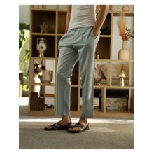 DRAGIT Men Coastal Sky Linen Pant Regular Fit Solid Pants