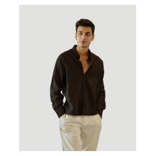DRAGIT Men Black Linen Solid Shirt