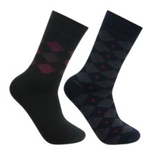 Bonjour Men's Premium Cushioned Crew Length Woolen Socks, Pack Of 2 - Multi-Color (Free size)
