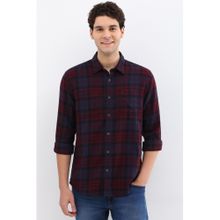 Allen Solly Men Maroon Custom Fit Check Full Sleeves Casual Shirts