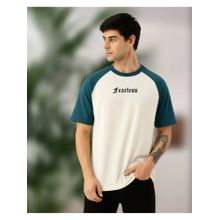 RIGO Men Printed Drop Shoulder Oversized Off White T-Shirt