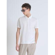 Antony Morato Mens White Textured Stretchable Polo T-Shirt