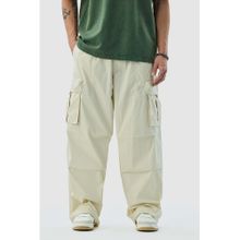 Snitch Off White Solid Baggy Fit Casual Cargo