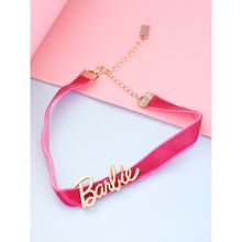 ToniQ Barbie Gold Plated Casual Hot Pink Velvet Choker Necklace For Women