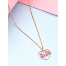 ToniQ Barbie Pink Enamel Heart Charm Link Chain Necklace For Women