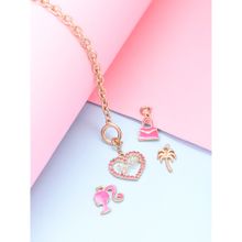 ToniQ Barbie Gold Plated Pink Set of 4 Charms with 1 Link bracelet for Women (2.8)