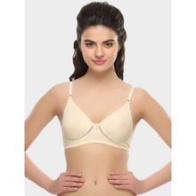 Clovia Cotton Rich Solid Non-Padded Demi Cup Wire Free T-shirt Bra - Nude