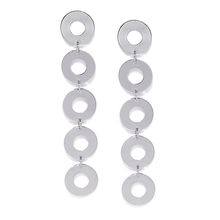 Ayesha Metallic Silver Circular Hollow Plates Dangle Western Earrings For Women