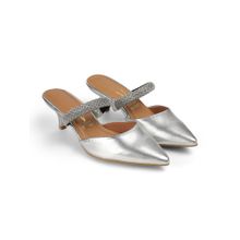 Vizzano Silver Rhinestone Embellished Mules