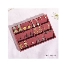 La Trove Premium Pink Velvet 12-Grids Earring's Storage, Organizer & Display Tray