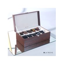 La Trove Elegant 12 Slot Belt Pocket Square Tie Display Box