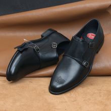 Zoom Shoes Mens Slip On Monk Straps - Black