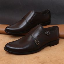 Zoom Shoes Mens Slip On Monk Straps - Brown