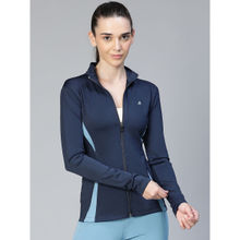 Athlisis Navy Blue Women Solid Dry-Fit Outdoor Jacket