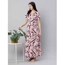 Quira Women Pink Pure Cotton Printed Nightdress