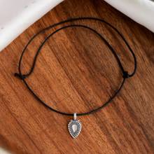 Shoshaa Silver-Plated Black Thread Leaf Shaped Anklet