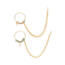 Zaveri Pearls Combo Of 2 Enamelling & Kundan With Chain Link Bridal Hoop Nose Ring (ZPFK9587)