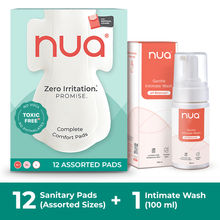 Nua Period Combo - Complete Comfort Sanitary Pads (3 Xl, 5l, 4r) + Intimate Wash (100ml)