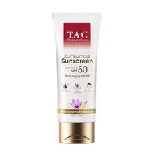 TAC - The Ayurveda Co. Kumkumadi Sunscreen SPF 50 with Saffron & Manjistha - Reduces Tan & Dullness