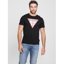 Guess Black Pure Cotton Printed Round Neck T-Shirt