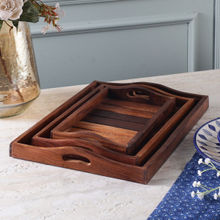The Decor Mart Wooden Serving Tray (Set of 3)