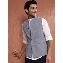 Fabindia Blue Cotton Woven Slim Fit Nehru Jacket