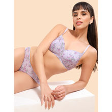 Enamor Womens P165 Low Waist Co-ordinate Bikini Panty-dainty Petal Print Purple