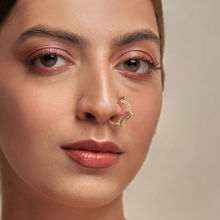 Azai by Nykaa Fashion Silver & Multi Colour Stone Studded Nose Ring