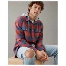 American Eagle Men Red Checks Full Sleeves Casual Shirt