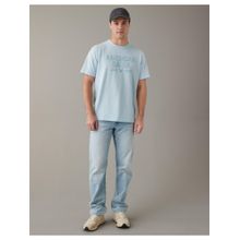 American Eagle Men Blue Super Soft Logo Graphic T-Shirt