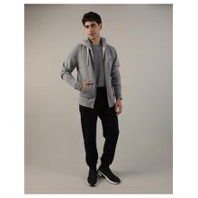 American Eagle Men Grey Super Soft Icon Graphic Zip-up Hoodie