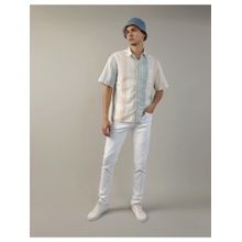 American Eagle Men Multicolored Striped Button-Up Poolside Casual Shirt