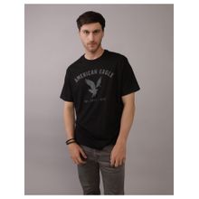 American Eagle Men Black Blended Fabric Graphic Printed Crew Neck T-Shirt