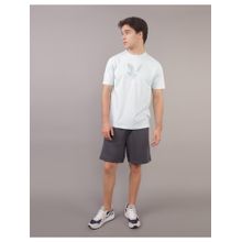 American Eagle Men Light Blue Blended Fabric Graphic Printed Crew Neck T-Shirt