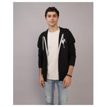 American Eagle Men Black Logo Graphic Zip-Up Hoodie