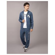 American Eagle Men Navy Logo Graphic Zip-Up Hoodie