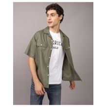 American Eagle Men Olive Linen-Blend Pool Side Casual Jacket