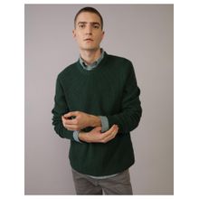 American Eagle Green Solid Round Neck Sweater