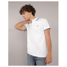 American Eagle Men White Tipped Flex Pique Polo T-shirt