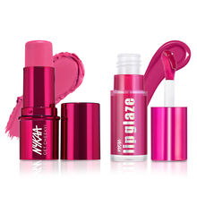 Nykaa Cosmetics Summer Glow Combo Blush Stick & Lip Glaze Oil - Pink Passion & Pink Meringue